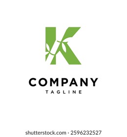 Letter K Bamboo Logo Icon Vector