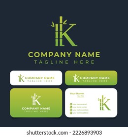 letter K bamboo logo, suitable for any business related to bamboo with K initials.