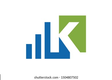 letter K and bar chart concept, initials logo template, marketing icon vector