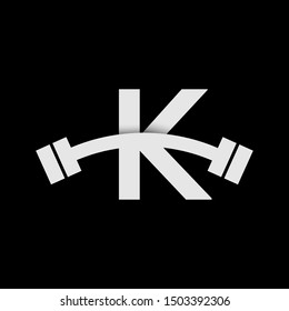 letter k with barbell vector logo template