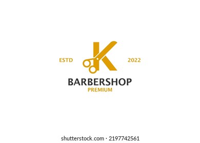 Letter K barbershop logo design vector illustration idea