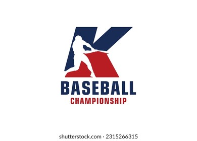 Letter K with Baseball Logo Design. Vector Design Template Elements for Sport Team or Corporate.