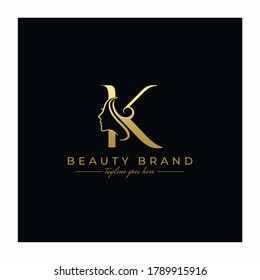 Letter K Beauty Face, Hair Salon Logo Design