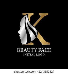 letter K beauty face initial vector logo design element