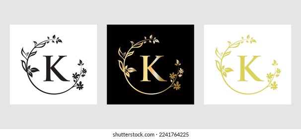 Letter K Beauty Logo for Decorative, Flower, Spa Template