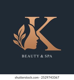 Letter K with beauty logo design unique concept Premium Vector