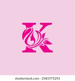 letter K beauty logo Letter K beauty face logo concept design premium template