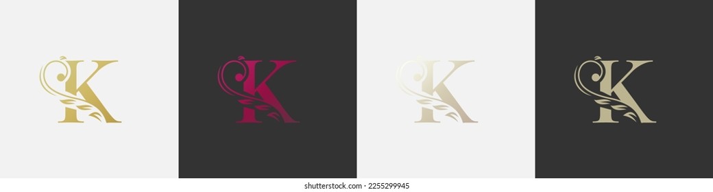 Letter K beauty logo, flourish ornament