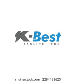Letter K Best with number 1 on letter K. Vector illustration