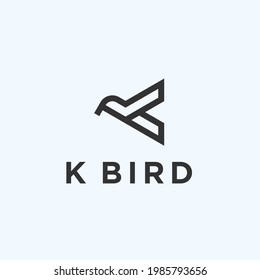letter k bird logo design vector illustration