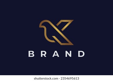 Letter K bird monogram logo vector design