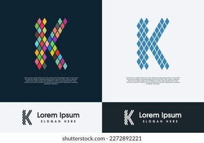 Logo de color y creativo en bit de letra K 