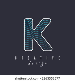 Letra K color negro fondo logotipo icono diseño elementos octagón