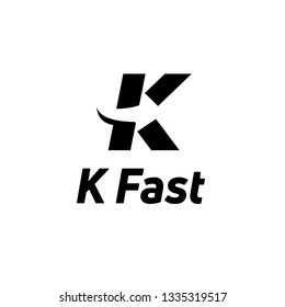 Letter K black logo with negative space arrow logo for business, transportation, delivery company isolated on white background. - Vector Illustration