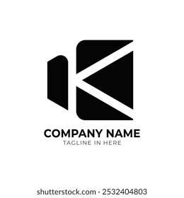 Letter K black silhouette logo in flat design.letter K monochrome logo design