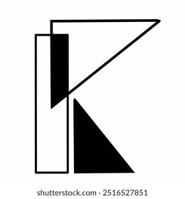 Letter K in black and white geometric shape