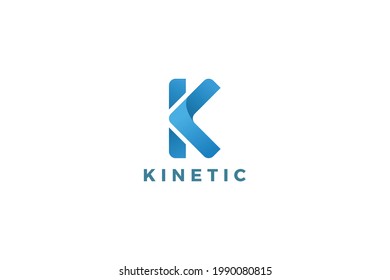 Letter K blue color 3d business logo