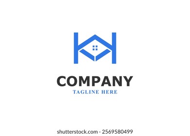 letter k and blue house modern logo