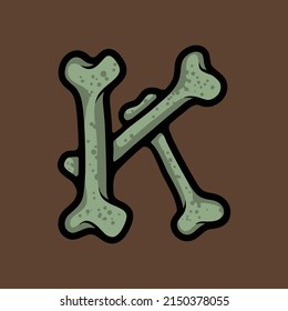 Letter K bone cartoon vector illustration