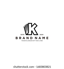 letter K and book logo design vector template