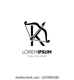Letter K Bow Archery Logo Design Vector Icon Graphic Emblem Illustration 
