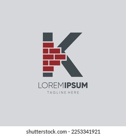 Letter K Brick Logo Design Vector Icon Graphic Emblem Illustration