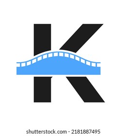 Letter K Bridge Logo for Transportation, Journey and Construction Business Vector Template