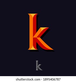 Letter K. Bright K monogram. Logo can used for business, company, clothes, jewelry, premium goods, web icon.