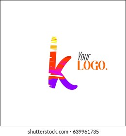 Letter K brush colorful, rainbow alphabet branding concept. Font style, vector design template elements for your application or company.