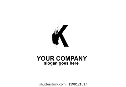 Letter K Brush Logo Design Concept