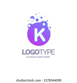 Letter K Bubbles Logo Purple Template. Vector Brand Name Design