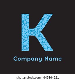 Letter K Bubbles Vector. Blue Bubble Design Vector Illustration. Letter vector design template elements for your application or corporate identity.