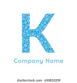 Letter K Bubbles Vector. Blue Bubble Design Vector Illustration. Letter vector design template elements for your application or corporate identity.