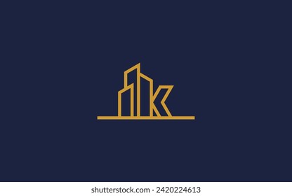 letter k with building logo icon design vector design template inspiration