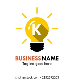 Letter k with bulb logo template illustration