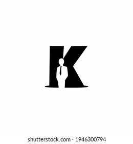 letter K and business man vector logo illustration