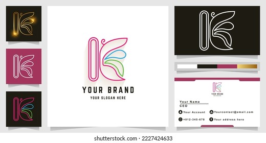 Letter K butterfly logo with business card design