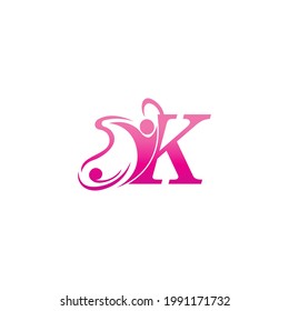 Letter K butterfly and success human icon logo design illustration vector