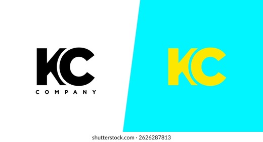 Letter K and C, KC logo design template. Minimal monogram initial based logotype.