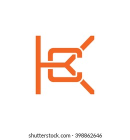 letter K and C monogram logo orange