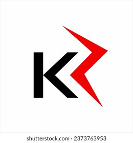 Letter K C R logo design with letter C in negative space and thunderbolt on letter S.