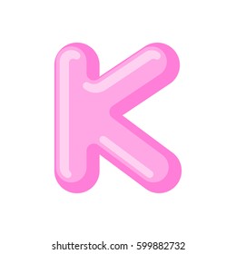 Letter K candy font. Caramel alphabet. lollipop lettering. Sweet ABC sign
