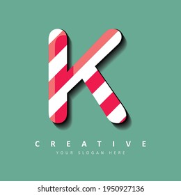 Letter K Candy Logo Design. Vector Illustration