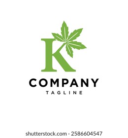 Letter K Cannabis Logo Icon Vector