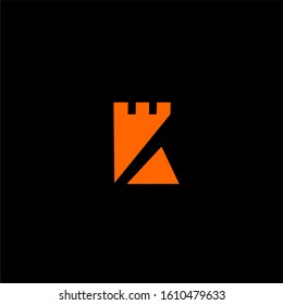 
letter K the castle orange simple logo