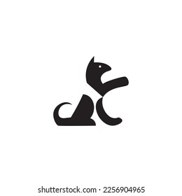 letter K cat logo black design abstract vector illustration.