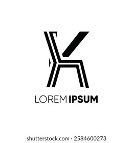 Letter K Chair Furniture Logo Design Vector Icon Symbol Graphic Image Illustration