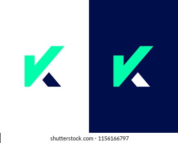 Letter K with Check Mark. Graphic symbol for the election campaign. Agree / Approve sign with letter K. Vector logo for presidential or mayor candidate 