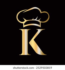 Letter K Chef Logo Concept For Restaurant Sigh Vector Template