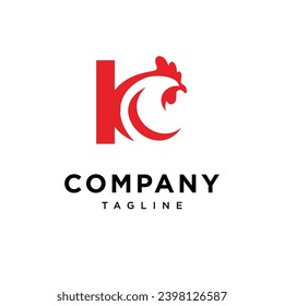 Letter K chicken Rooster logo icon vector template.eps
